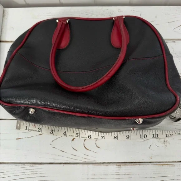 Furla Elegant Black and Red Leather Handbag